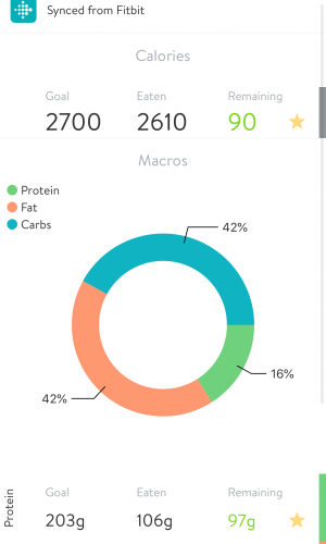 trainerize-nutrition-summary-screen